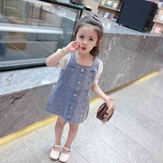 韩范女童夏装儿童牛仔裙，小童洋气连衣裙，2021年夏季薄款裙子宝宝公