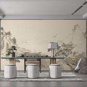 新中式电视背景墙壁纸壁画，水墨山水墙纸客厅沙发，茶室壁布无缝墙布