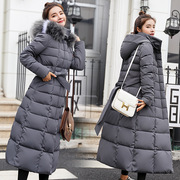 2022韩版长款大衣，修身女士连帽长袖保暖棉，衣女外套毛领棉衣