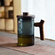 高硼硅耐热玻璃茶杯分离式泡茶杯三件套家居办公绿茶杯功夫茶马克