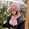 气质优雅花朵围巾帽子组合套装，獭兔毛皮草帽子女中老年冬季保暖