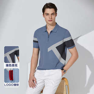 bosssunwen2024夏季透气针织，t恤翻领短袖，男式polo衫