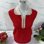 中老年妈妈装秋冬本命年大红色毛衣高级感气质长袖羊毛针织衫