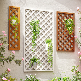 阳台花架实木壁挂式月季墙面防腐木，网格架植物爬藤架户外墙上装饰