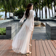 白色仙女连衣裙三亚旅游拍照泳衣性感泰国海边度假沙滩长裙超仙夏