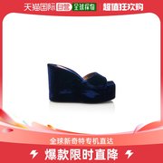 香港直邮潮奢alaia女士天鹅绒防水台坡跟鞋