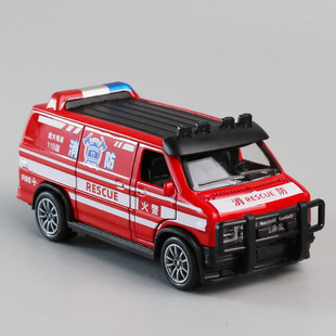 美式合金救护车儿童回力玩具，车声光小汽车男孩，耐摔开门消防车警车