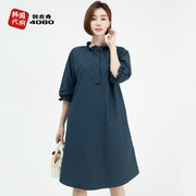 韩国夏季中年女装连衣裙五分袖，宽松妈妈装裙子薄纯色新潮opa2031