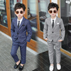 春秋季韩版儿童西装套装 格子男童小西服两件套 英伦花童礼服