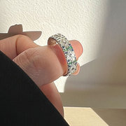 欧美s925银天使之眼戒指，女复古时尚，微镶锆石开口指环气质食指戒潮