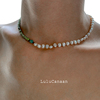 lulucanaan毕加索油画古董玻璃珠项链，天然巴洛克珍珠短项链中性风