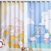 高档紫色窗帘全遮光卧室少女儿童房卡通可爱兔客厅隔热防晒遮阳布