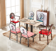 欧式美甲椅子靠背凳子复古椅子化妆椅铁艺餐椅咖啡厅网红桌椅