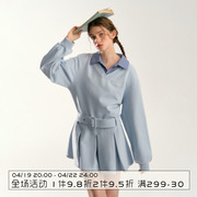 NS76春季复古假两件v领休闲卫衣连衣裙女设计感小众宽松长袖