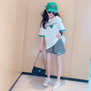 女童夏装套装2022儿童韩版洋气中大童夏季时髦网红短袖两件套