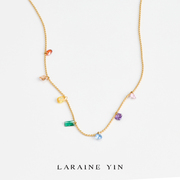 LARAINE YIN法式高级彩虹项链多巴胺钛钢材质不易褪色镀18k金礼物