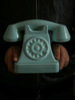 看着就欢喜。复古怀旧款提芙尼蓝陶瓷立体老式座机电话装饰摆件
