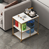 长方形简约现代客厅沙发，边小茶几大理石边几轻奢边柜可移动烧水台