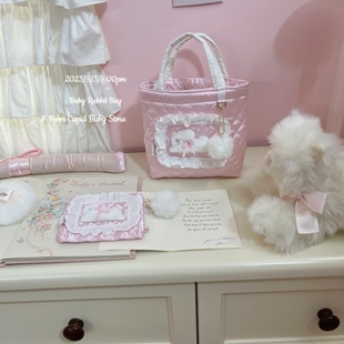 Cupid Baby 可爱小兔子登场！原创毛茸&粉色缎面夹棉手拎包零钱包