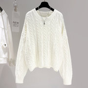 白色毛衣女2022春秋季宽松针织衫外套韩版加厚打底衫短款上衣