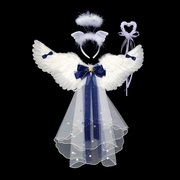 儿童天使服装女童cosplay仙子，衣服白色羽毛翅膀背饰六一节演出服