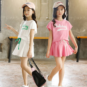 女童套裙夏季小姑娘姐妹网球洋气套裙中大儿童短袖母女运动两件套