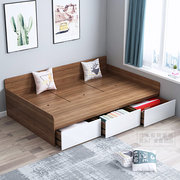 1.2米单人床现代简约高箱E0级实木小户型储物榻榻米床收纳沙发床