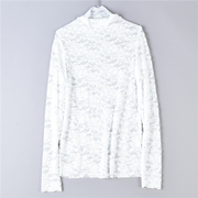 法式立领蕾丝衬衣，10.3l76296镂空透视春秋时尚，修身长袖打底衫
