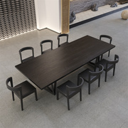 北欧实木办公桌现代简约会议桌铁艺桌脚个性长桌工作台桌椅组合