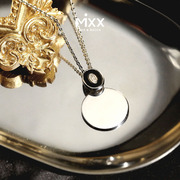 mixx首饰925银女项链黑玛瑙镶嵌吊坠，原创设计x刻字系列母亲节礼物