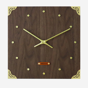 中式家庭卧室静音客厅石英，钟表木质时钟复古挂表创意圆形机芯挂钟