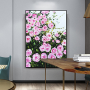 手绘油画玄关过道连廊壁画浪漫玫瑰现代简约绿植花卉装饰画单幅