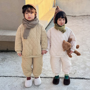 儿童冬季夹棉套装，加厚女童冬装男童，休闲2023小宝宝棉衣两件套