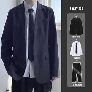 DK制服西服套装男士韩版潮流西装学生班服学院风衬衫西裤三件套春