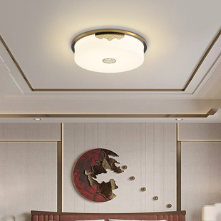 新中式全铜卧室吸顶灯现代简约主卧餐厅过道灯轻奢客厅家用灯