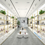 鞋店鞋架展示架创意，落地式鞋柜组合货架，服装店铺金色多层包包架