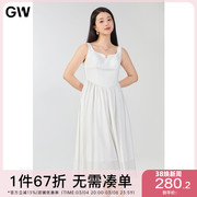 gw大码女装优雅气质宽边吊带白色，连衣裙2024夏季现款微胖mm长裙女