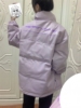 紫色个性复古pu皮质棉服女冬季字母印花保暖防寒面包服外套潮