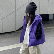 韩国儿童羽绒马甲秋冬童装，背心外穿男童女童宝宝连帽加厚坎肩