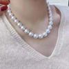 送妈妈的礼物白色珍珠项链，女10-11m正圆，送婆婆七夕情人节礼物
