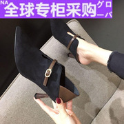 日本香港深口高跟鞋，女细跟韩版尖头单鞋女2022春秋裸靴女
