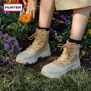 hunter女鞋2024春夏女士，探索系列沙漠踝靴高帮靴，登山鞋马丁靴女靴