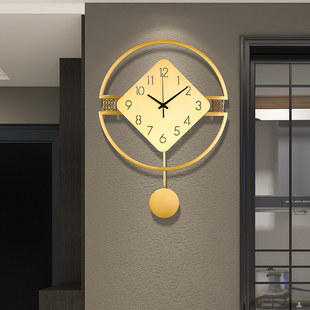 新中式挂钟客厅黄铜艺术家用时尚，创意时钟简约免打孔现代大气钟表