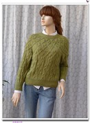 春季绿色套头圆领直筒浮纹镂空羊毛长袖短款手工毛衣甜美森女文艺