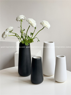 经典质感雪花釉陶瓷花瓶 黑白色现代简约花器工艺品家居摆件中大