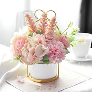 创意简约北欧时尚绢花铁架陶瓷仿真花艺套装客厅餐桌装饰花摆件