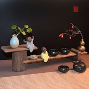 复古实木茶具配件创意茶室，摆件木质收纳架客厅，床头置物架茶茶杯架