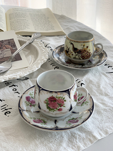 安木良品 外贸出口 复古轻奢稀有老货描金薄胎陶瓷茶杯小咖啡杯碟