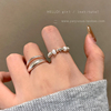 碎银子~双层不规则开口戒指，女小众设计珍珠食指戒高级感套装指环