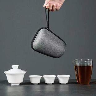 玻璃旅行茶具套装小泡，茶杯车载便携包式户外一壶二杯过滤快客茶壶